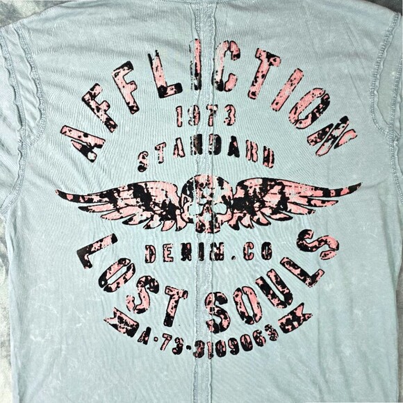 Affliction 2XL Graphic Tee “Lost Souls” Skull Wings Biker Grunge MMA Style - Picture 3 of 9